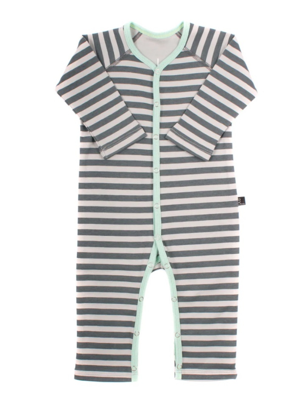 AXL Organic Cotton Baby Bodysuit - Gray & Mint